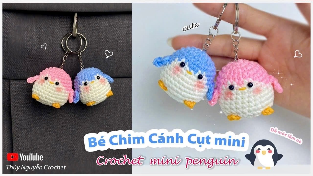 Hướng dẫn móc Bé Chim Cánh Cụt mini dễ thương dành cho bạn mới học móc len | Crochet mini penguin 🐧