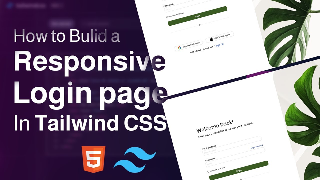 Responsive Login Page With Tailwind CSS | No Custom CSS - YouTube