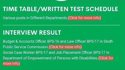 SPSC Announced Timetable/Written Test Schedule For Various posts in Different Departments