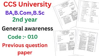 ba 2nd year general awareness questions paper 2023 | ccsu ba 2nd year 010 question paper 2023