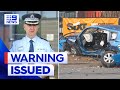 Police issue warning after major car crash in Sydney&#39;s south-west | 9 News Australia