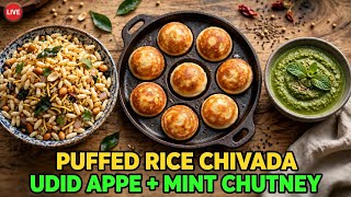 Evening snacks live spicy puffed rice chivada .Udid appe and mint chutney for dinner . screenshot 2