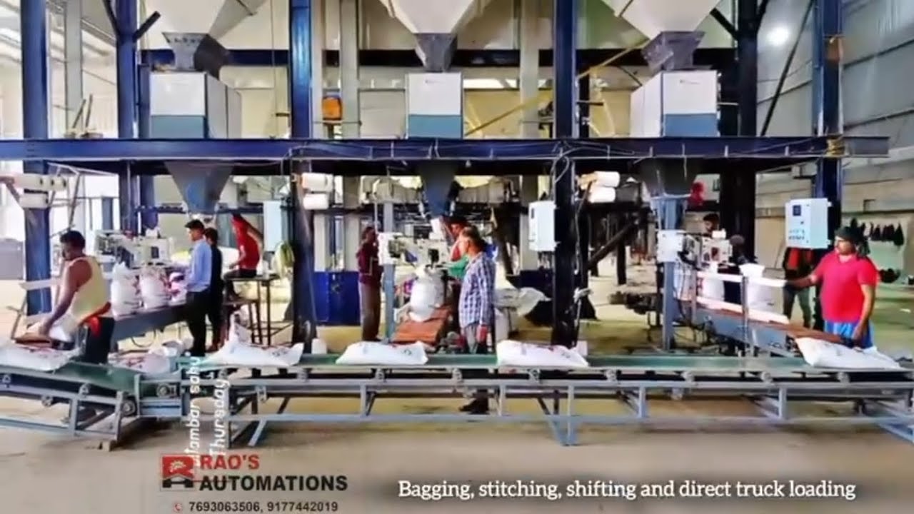 RICE PACKING MACHINE WITH STITCHING, SHIFTING CONVEYOR & DIRECT TRUCK ...