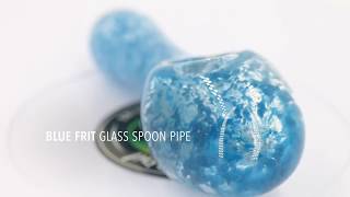 Blue Frit Glass Spoon Pipe - Puffing Bird