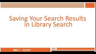 Saving Your Search Results in Library Search