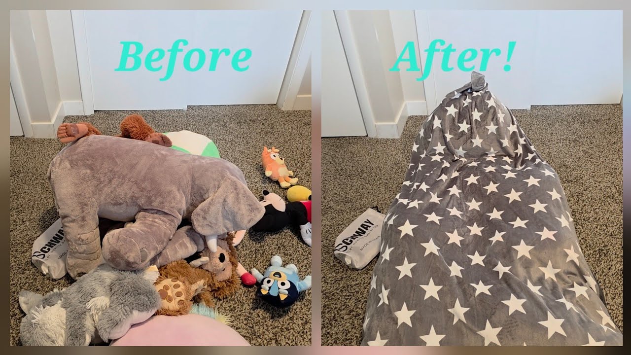 🧸 GENIUS TOY STORAGE! Stuffed Animal Bean Bag Chair Review ✨ 