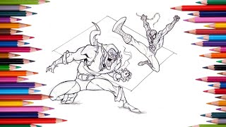 How To Coloring Spider-Man & Green Goblin Drawing | Superhero Art