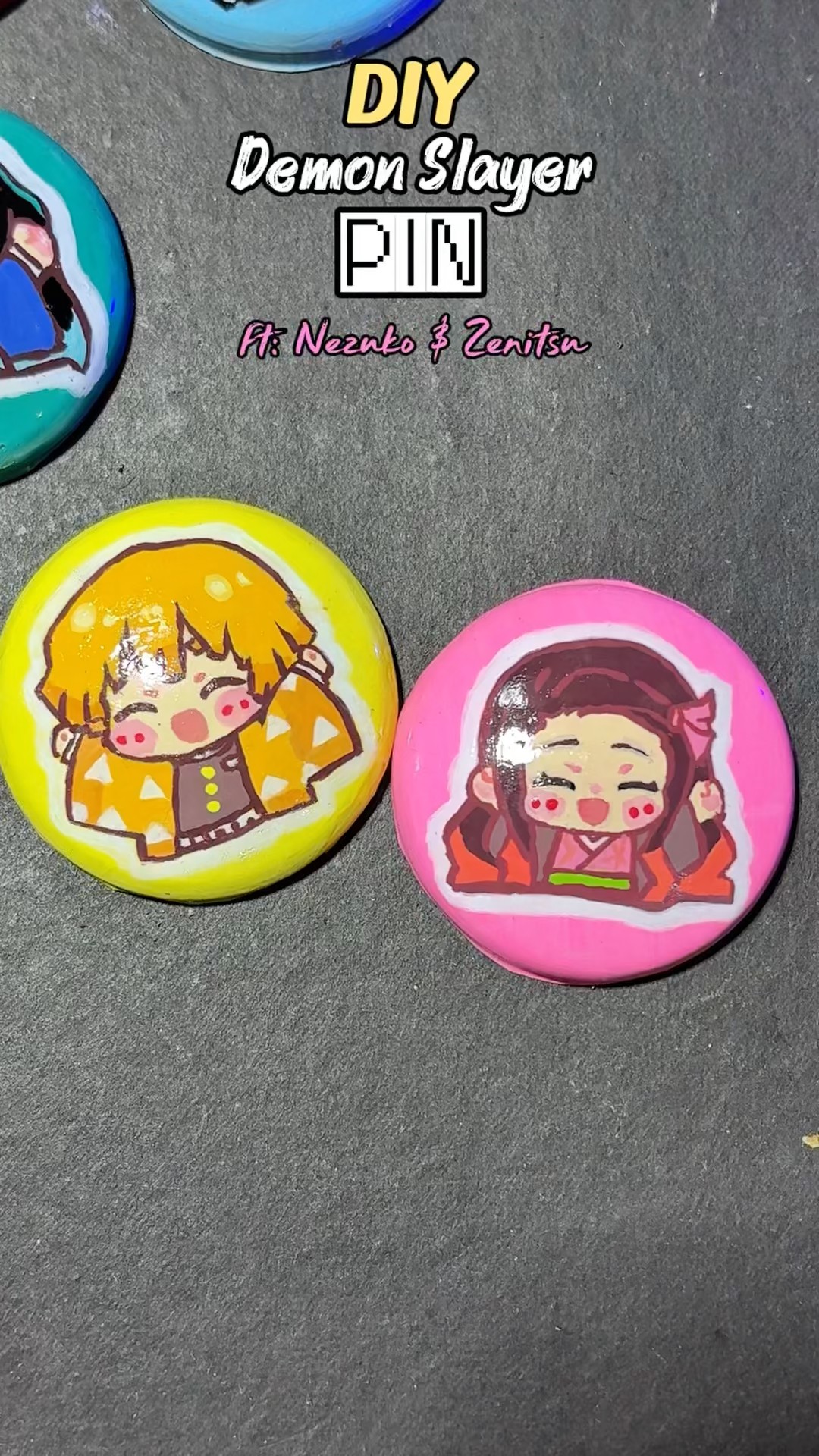 ねずこ DIY “Nezuko & Zenitsu” Pin from Demon Slayer #trending #shorts