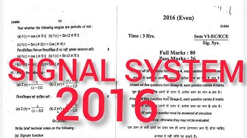 SIGNAL SYSTEM ||PREVIOUS YEAR QUESTIONS (2016)||SBTE BIHAR ||ELECTRONICS ENGG-6th Sem