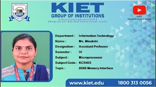 B.Tech_CSE/CS/IT/CSIT_4Sem | 8086 Memory Interface| Prof. Minakshi