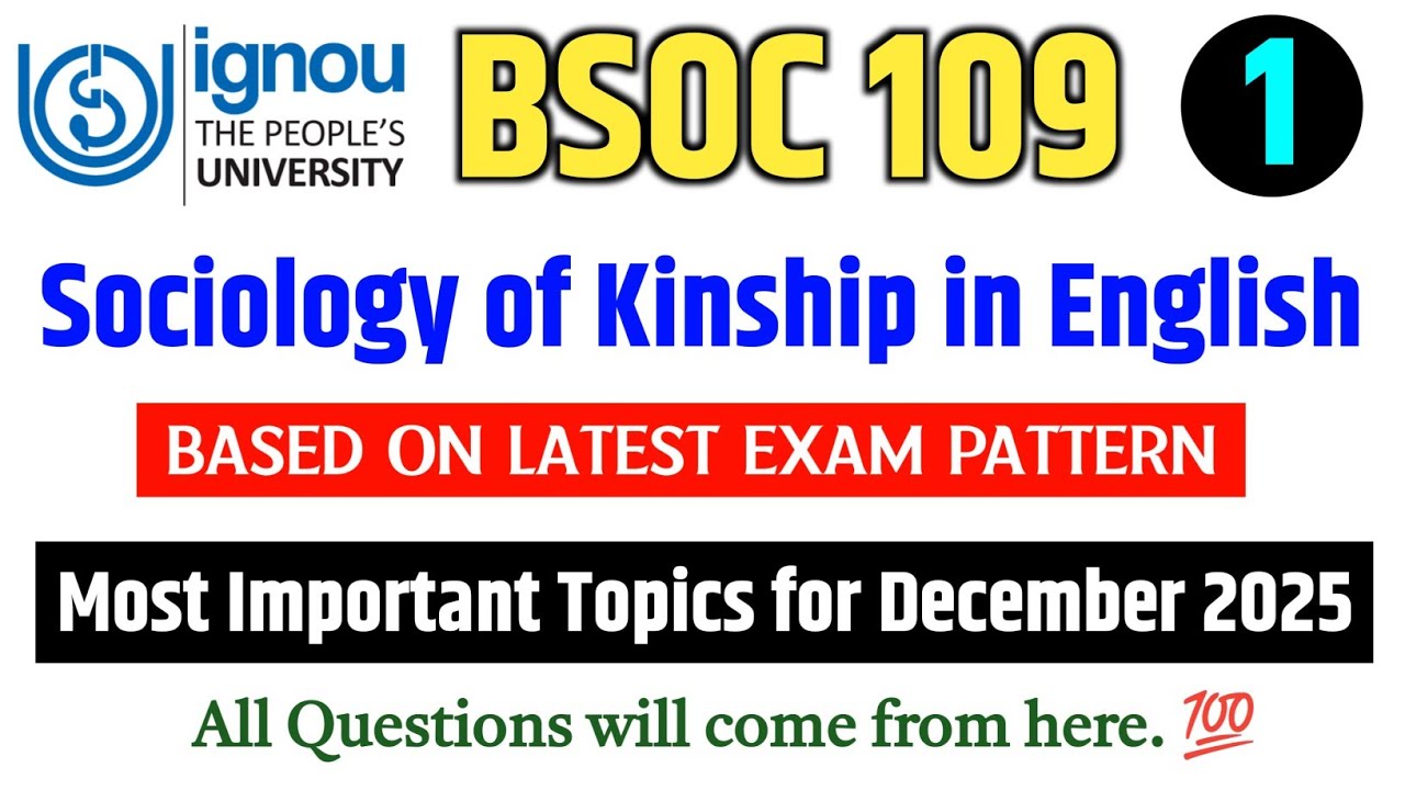 BSOC 109 Important Questions December 2025 in English | IGNOU BSOC 109 Question Paper 2025