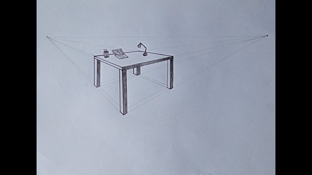 How to Draw a Table Using Two point perspective.||Easy draw a table for ...