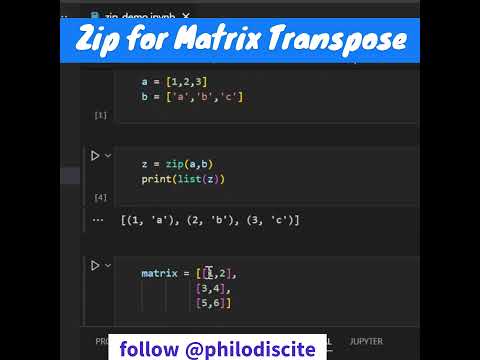 #shorts - Matrix Transpose using Python ZIP #python #programming #pythonforbeginners #pythontutorial