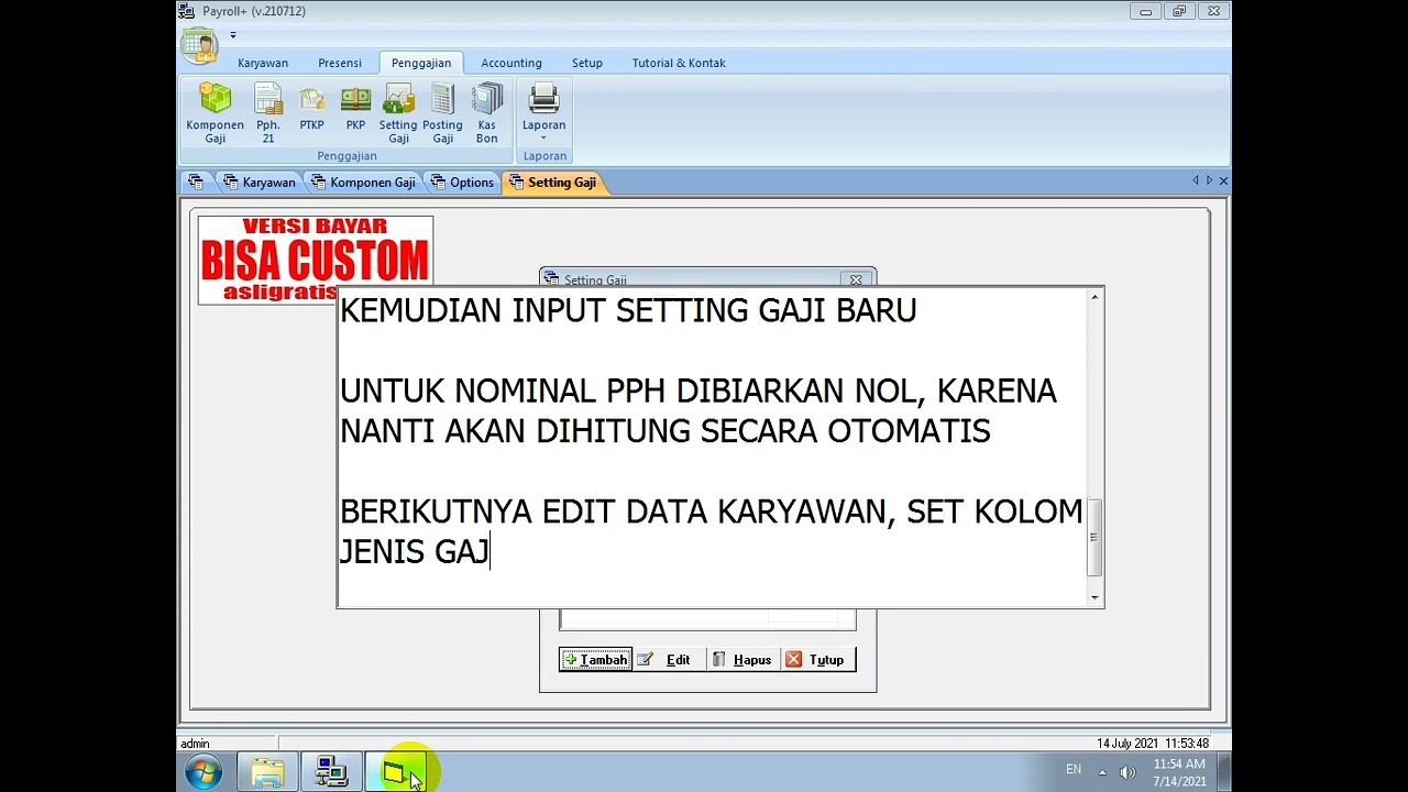 3. CARA INPUT GAJI KARYAWAN DENGAN PPH 21 GROSS UP SOFTWARE PAYROLL+