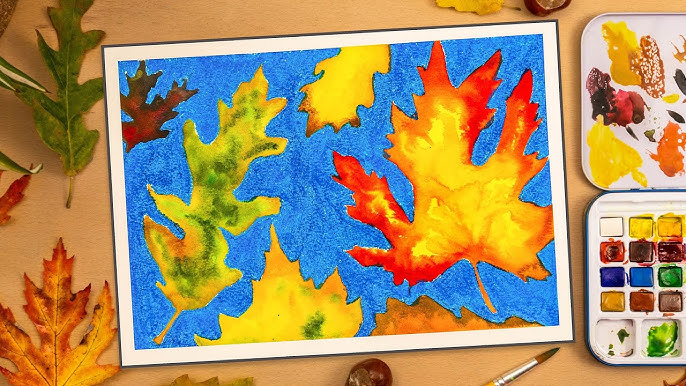 Watercolor Resist Fall Leaves Art Project for Kids – Projects with