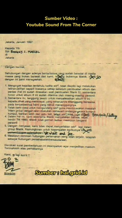 Surat pemecatan Pay oleh Bimbim.