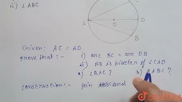 In the given figure AB is the diameter of a circle with centre O . If chord AC = chord AD, prove...