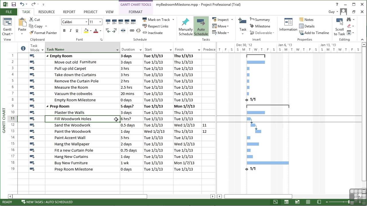 Microsoft Project 13 Tutorial Milestones And Estimated Tasks Youtube