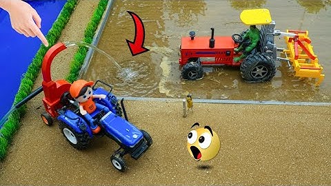 diy mini tractor dengerous stuck in mud with plough machine | science project | @sanocreator #2