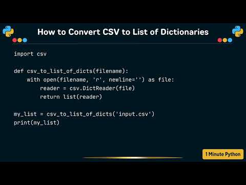How to Convert CSV to List of Dictionaries