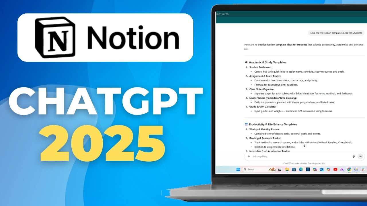 How To Create Notion Template With ONLY ChatGPT (2025 WORKING) YouTube