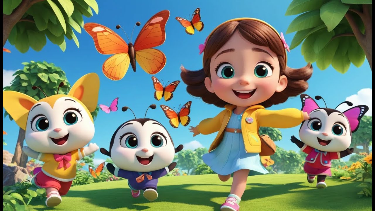 Seven Little Butterflies Flutter By | Fun Kids Song | Colorful Nature Rhyme
