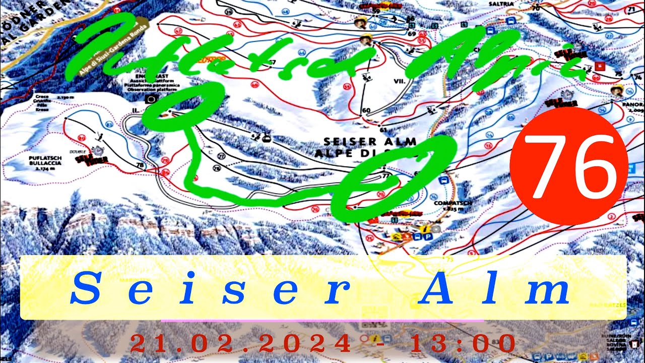 Skifahren auf der SEISER ALM: Puflatsch Alpin│Abfahrt Nr. 7 der Seiser Alm Ronda
