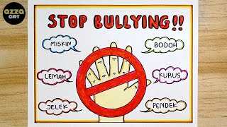 Download Lagu Cara Menggambar Poster Stop Bullying yang Mudah dan Simpel 🔴 Poster Stop Bullying ‼️ MP3