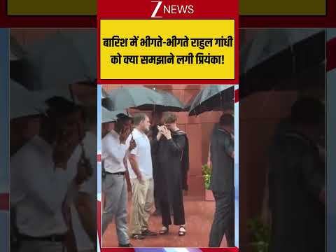 Viral Video: बारिश में भीगते-भीगते राहुल गांधी को क्या समझाने लगी प्रियंका! #viralshorts #viralreels
