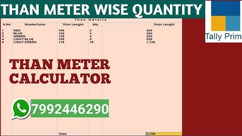 Tally TDL | Than Meter Wise Quantity | Than Meter calculator | Tally prime tdl