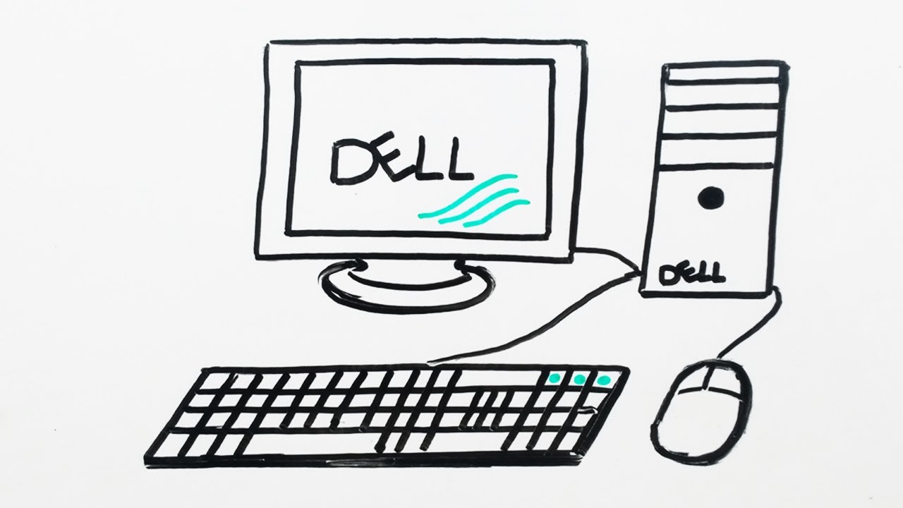 Computer drawing on a whiteboard Simple computer online whiteboard