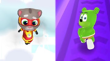 Gummy Bear Runner VS Talking Tom Hero Dash ALL LEVEL Gameplay iOS & Android.Run CHALLENGE