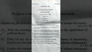 KKHSOU PYQ MA Political Science 1st Sem Question Paper .2024