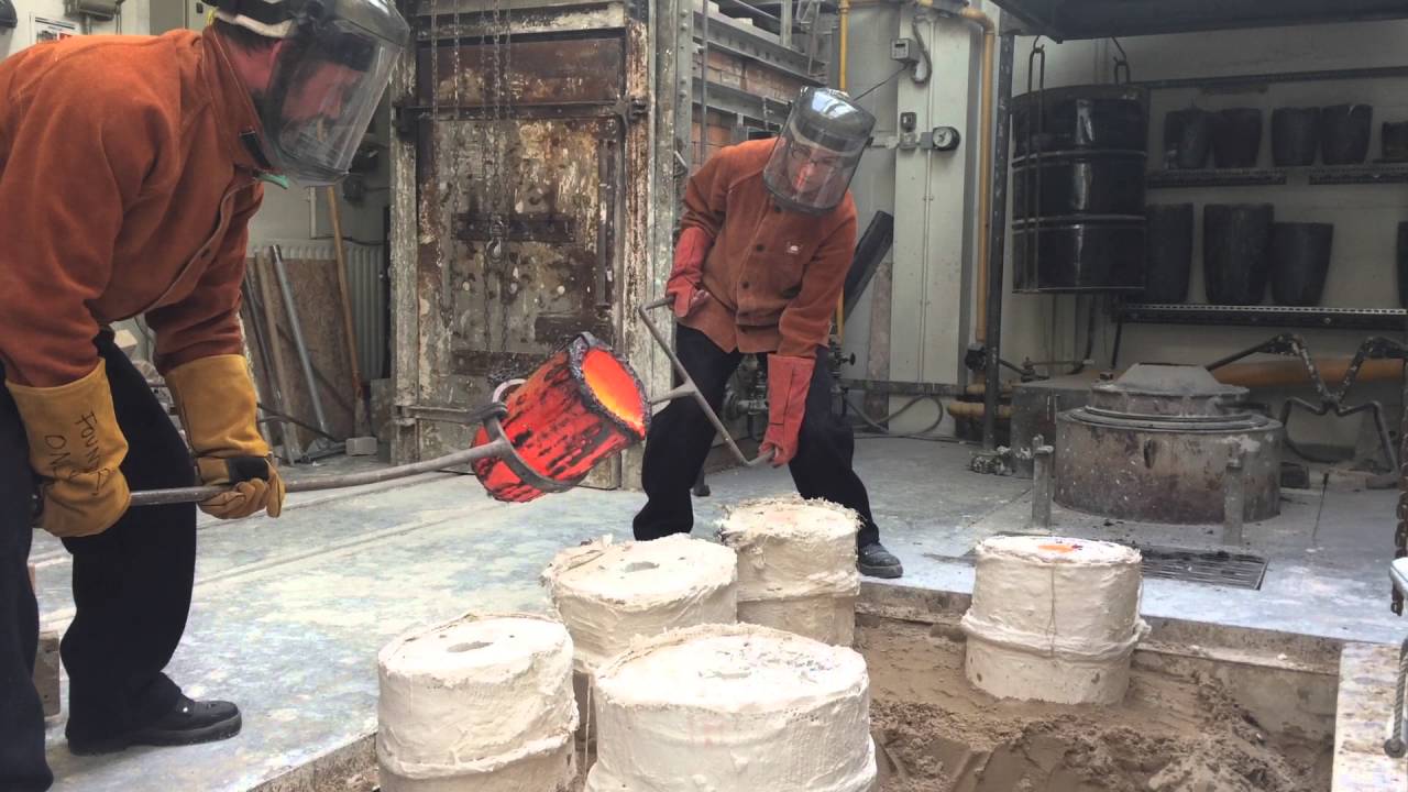 Pouring bronze in the Camberwell Foundry YouTube