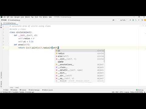 Area of circle using class in python