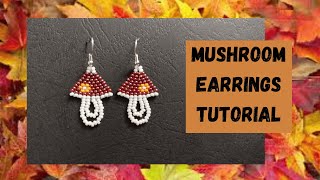 TUTORIAL on how to make bead earrings for automn time, Bead mushroom earrings making