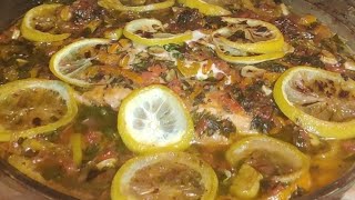 صينية السلمون مع الجمبري بالفرن salmon with shrimp on the oven 