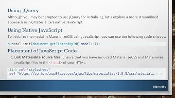 How to Initialize a Javascript Modal in MaterializeCSS