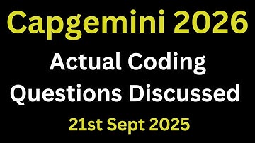 Capgemini Actual Coding Questions 2026 Batch | Capgemini Coding Questions Discussed