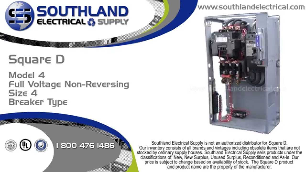 Square D Model 4, Full Voltage Non-Reversing, Nema Size 4, Breaker Motor Control Bucket