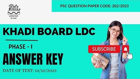 ANSWER KEY| Khadi Board LDC| 202/2023| PSC Exam |October 14,2023 #khadiboardldc