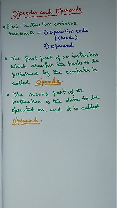 Definition of opcode and operand - YouTube