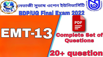 BDP/UG EMT-13 Final Exam 2022 Questions & answer pdf free NSOU