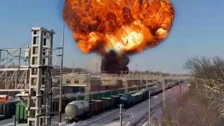 Incredible Fireball Created From Derailed Fuel Train
