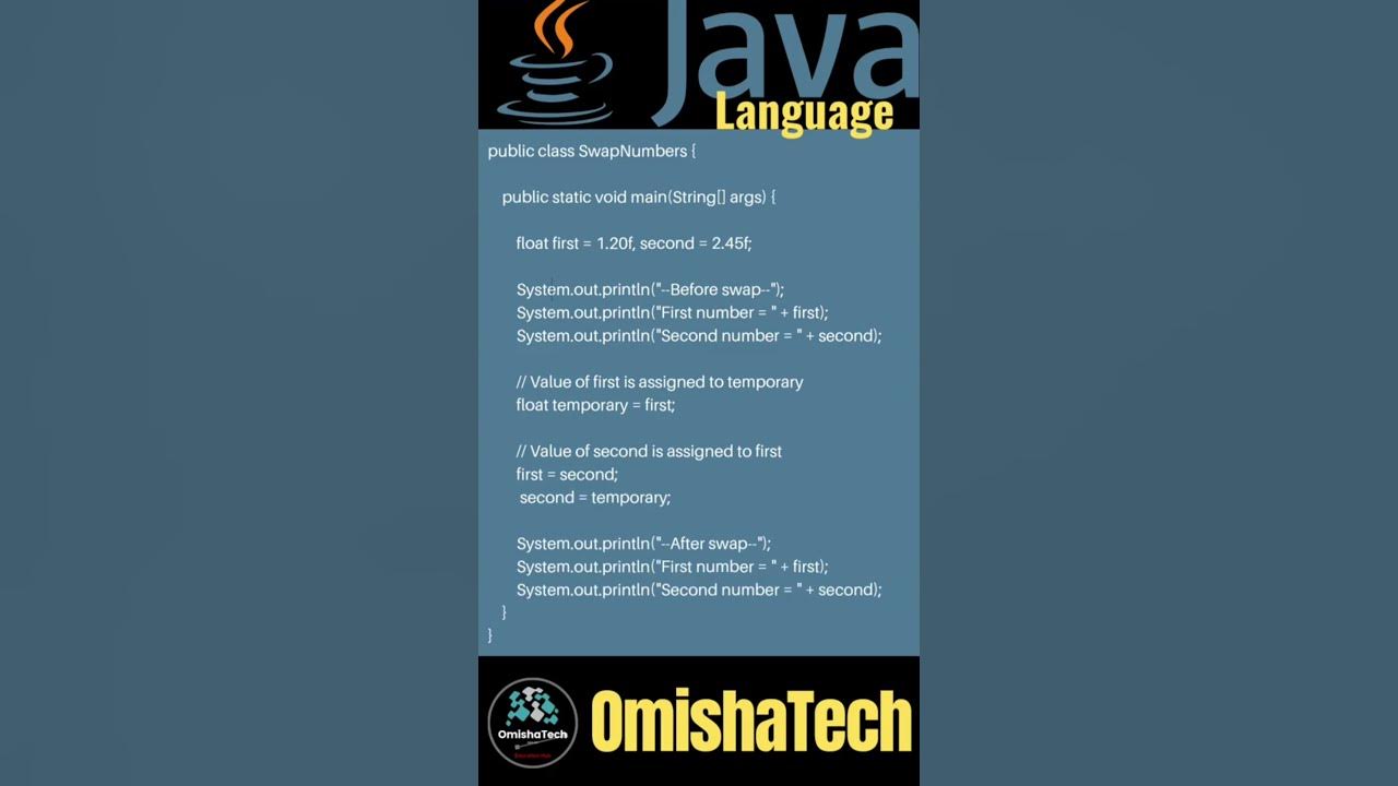 Swap two number program || using third variable #java#shorts #coding # ...