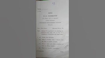 Question Paper of DBMS for BCA Students @lectshivani