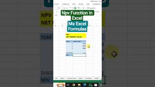NPV Formula in Ms Excel | Ms Excel Formulas #excel #formula #exceltips #formulas