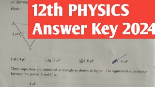 12th Physics Public Exam Answer Key 2024