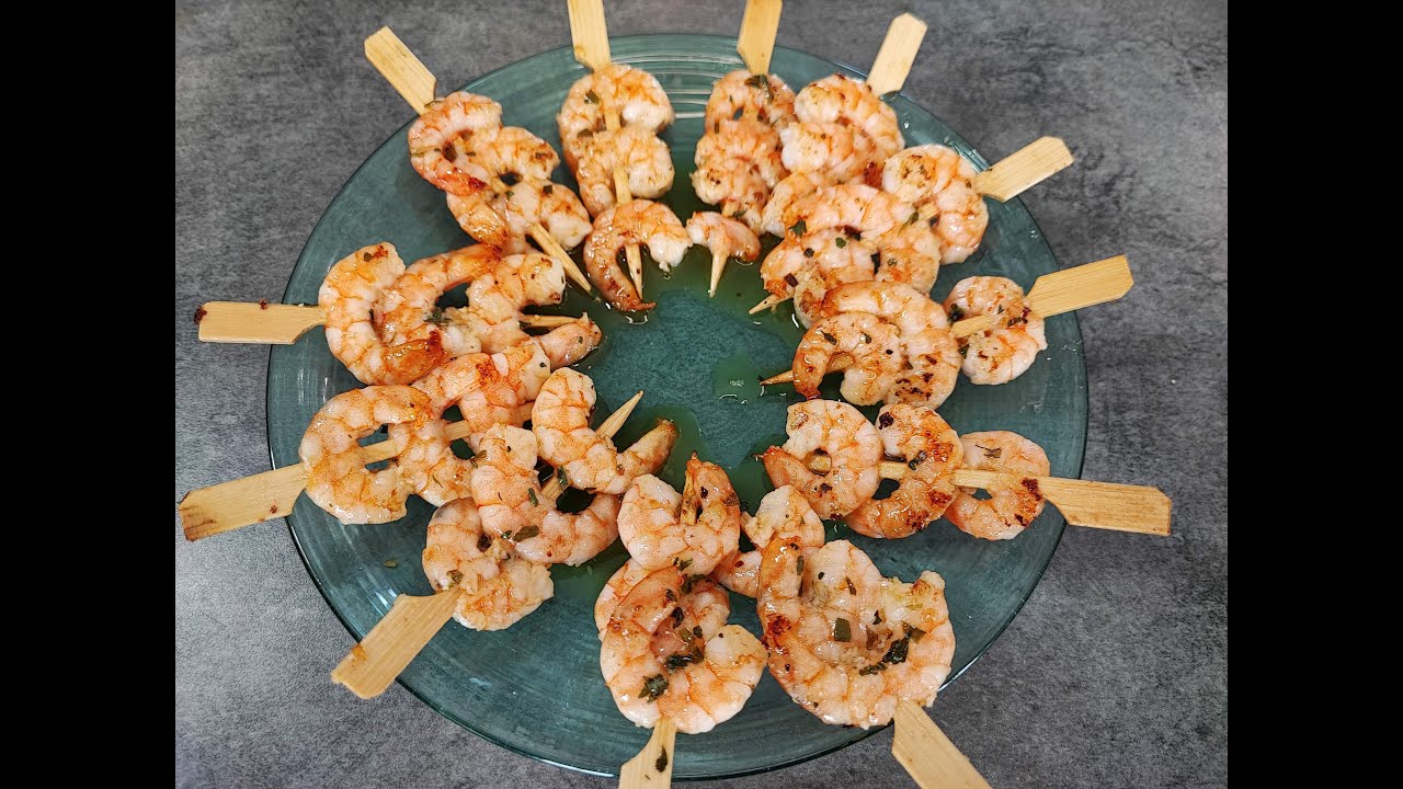 Mini Crevette brochette de crevette idéal pour l apéro entre potes cuit au barbecue ...