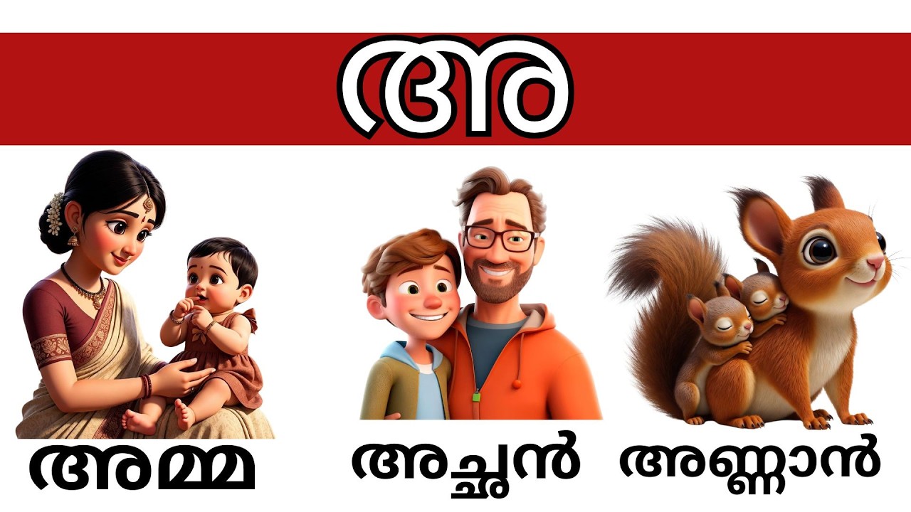 Malayalam Alphabets A Aa E Ee | Learn Swaraksharangal for Kids - YouTube